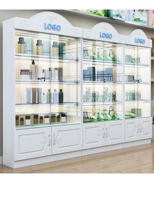化妆品展示柜陈列柜美容院产品展示柜带玻璃门带锁透明礼品展柜子